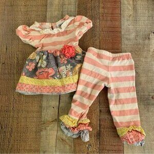 Counting daisies baby girls ruffle and lace pants and top set -6M
